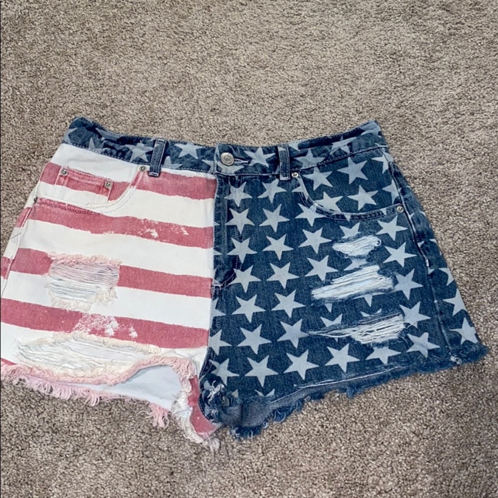 Topshop american flag jean shorts